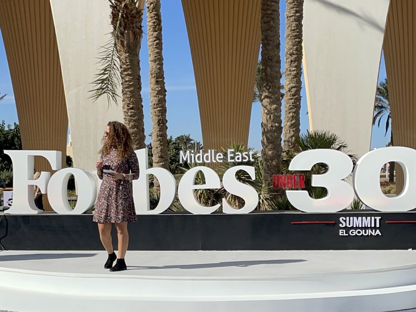 Nourhan Maher on stage at the Forbes Middle East Under 30 Summit, El Gouna